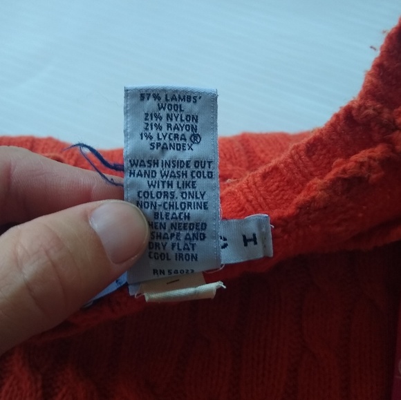 GAP super soft lambswool pumpkin orange cable knit sweater size large - Picture 5 of 7